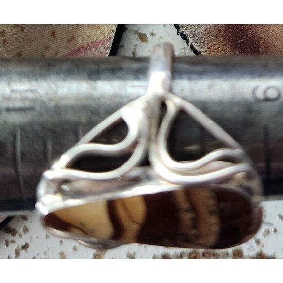 Ring Band Montana Agate Silver Stone 25 x 10 mm Size 10  6.3 gr   Jerry Fran Har - Picture 12 of 15